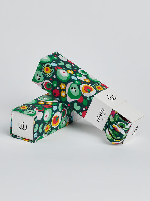 Cordones para zapatillas estampados con motivos de colores redondos verdes