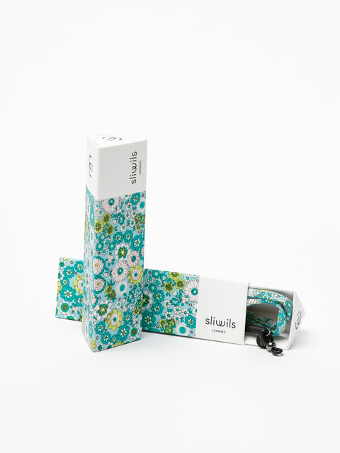 cordón para gafas estampado con flores azules y verdes