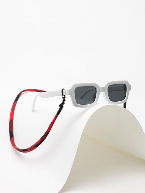 cordón para gafas de sol en tartán rojo y negro