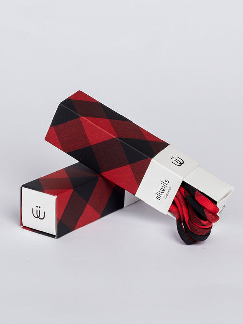 Cordones de cuadros escoceses rojos y negros para vans