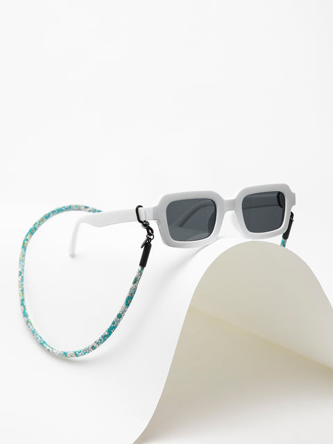 cordón para gafas de sol estampado con flores azules y verdes