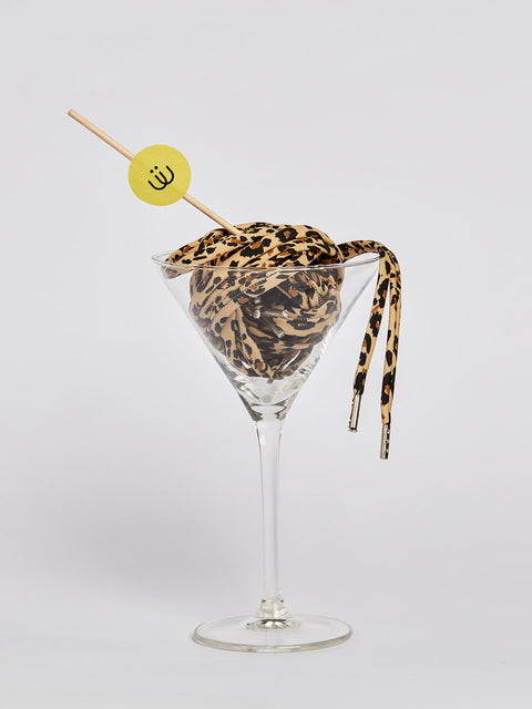 Copa de cristal con cordones leopardo