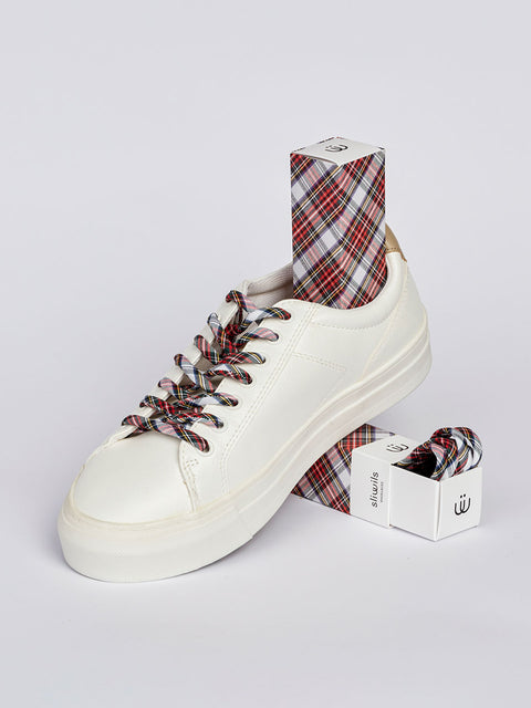 Zapatillas con cordón de cuadros tipo escocés en colores degradados