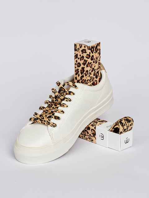 Cordones de leopardo estampado animal print perfectos para zapatillas converse, adidas y nike
